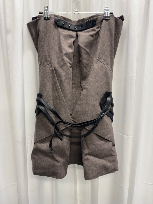 Luca Stucci 3D Wool / Leather Drape Cargo Skirt