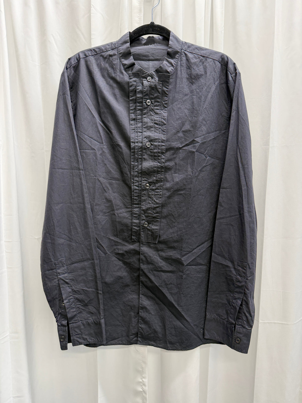 Maison Martin Margiela SS10 Charcoal Black Pintuck Placket Shirt (L)