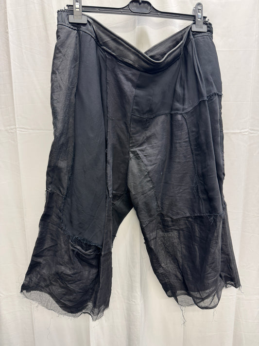 Olubiyi Thomas Patchwork Leather and Organza Shorts
