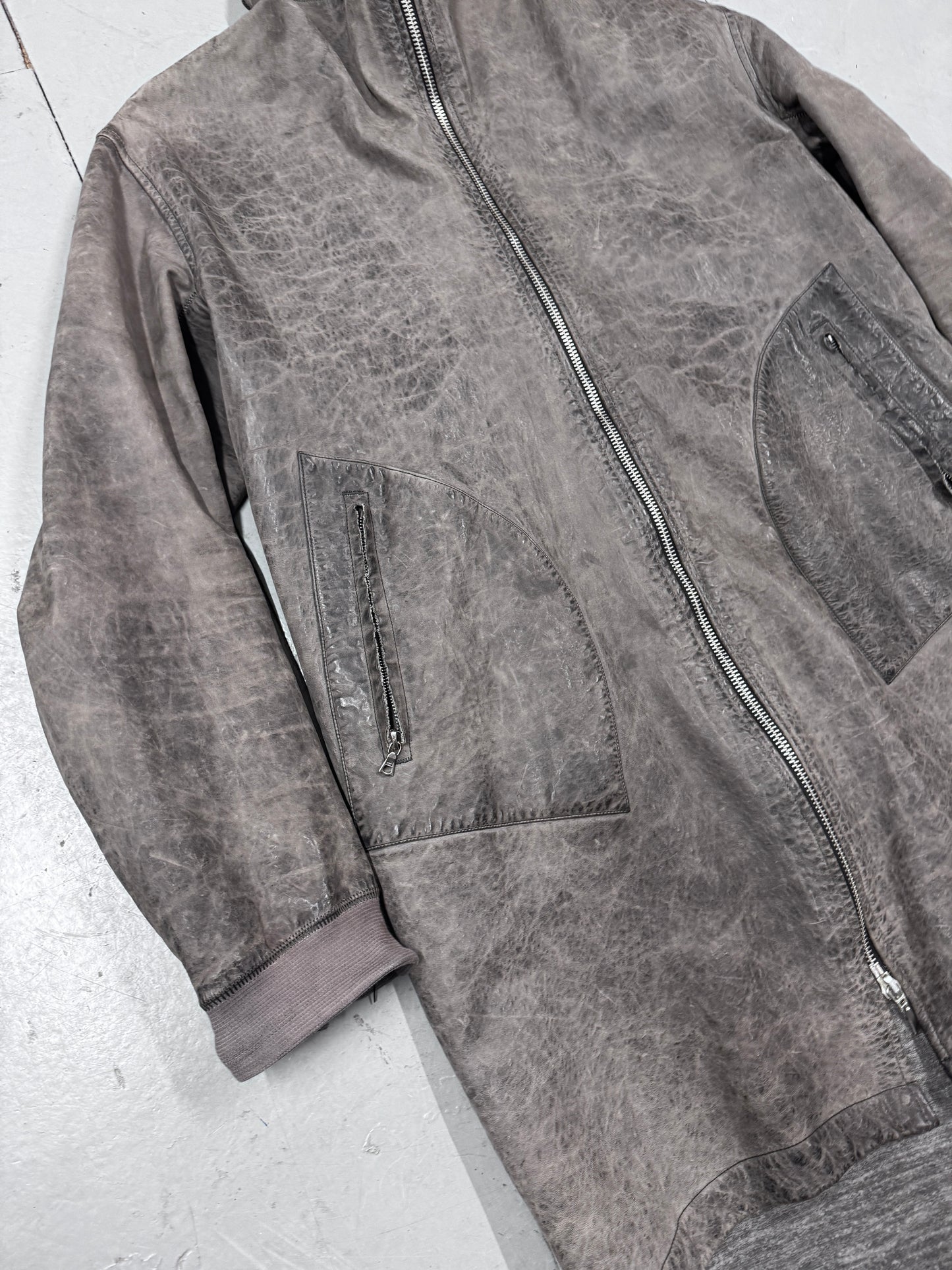 Isaac Sellam Full Zip Textured Leather Coat