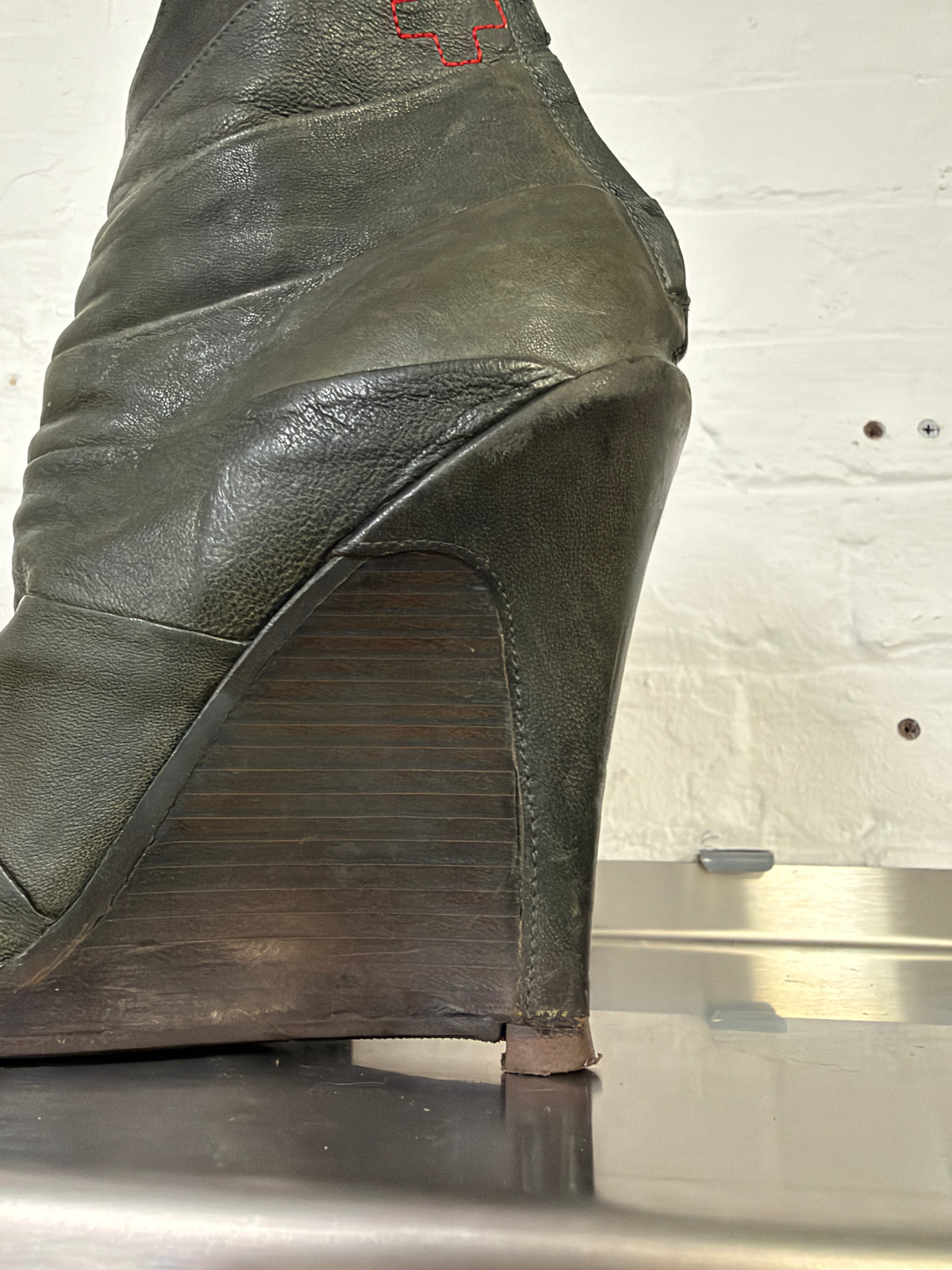 AF Vandevorst Bandage Wrap Leather Wedge Heel
