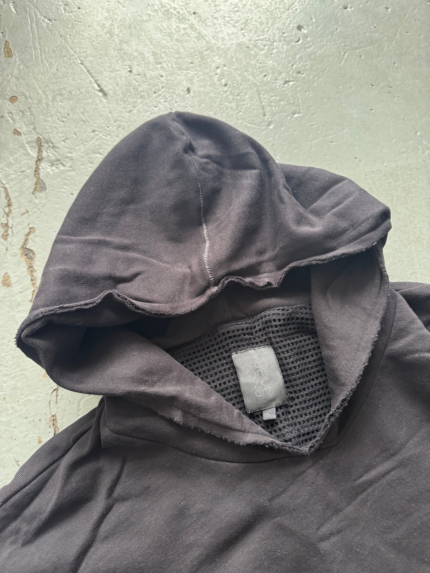 thom krom overlock layered short sleeve hoodie