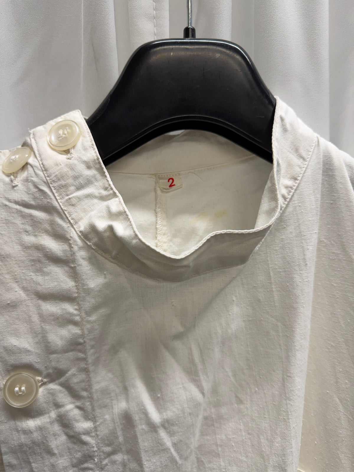 Vintage Cross-Front Buttoned Fencing-Inspired Cotton Lab Coat (M)