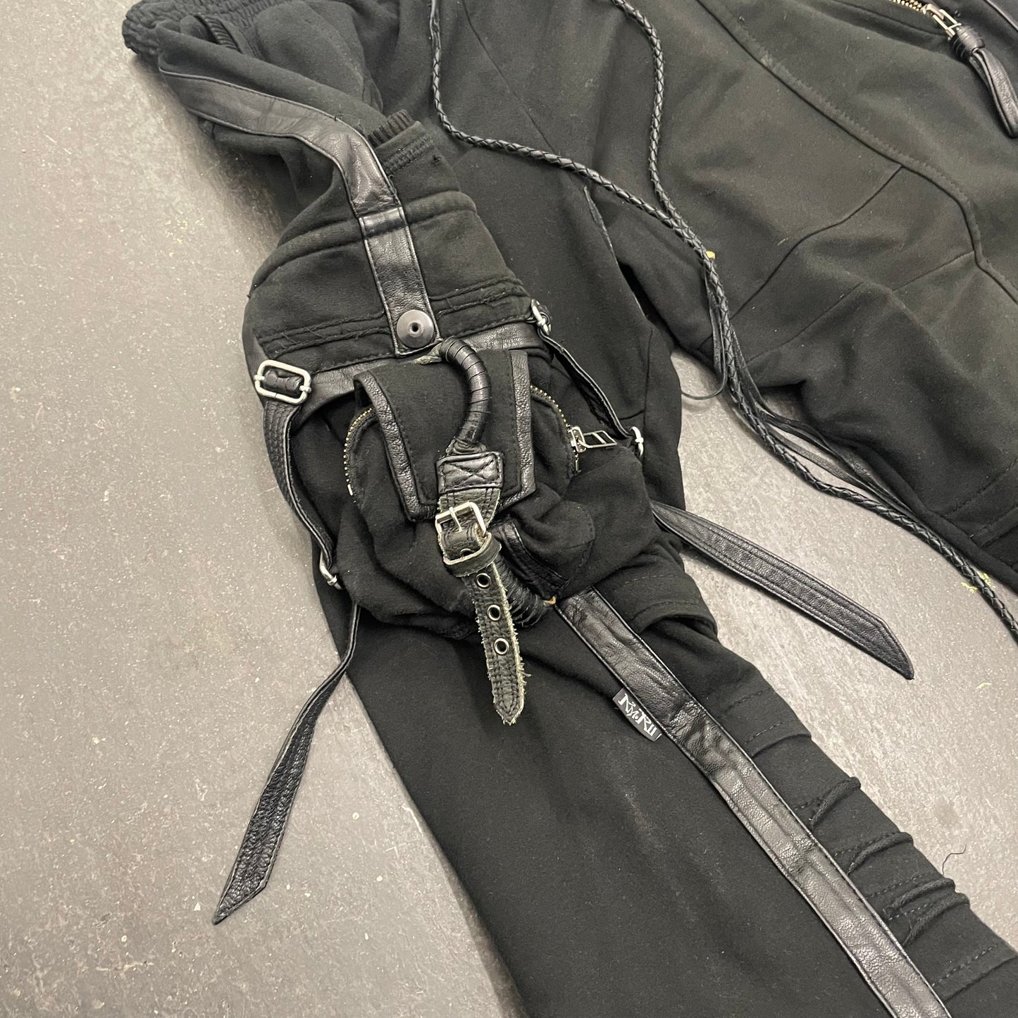 Kmrii Flare Zip Leather Trim Cargo Sweatpants