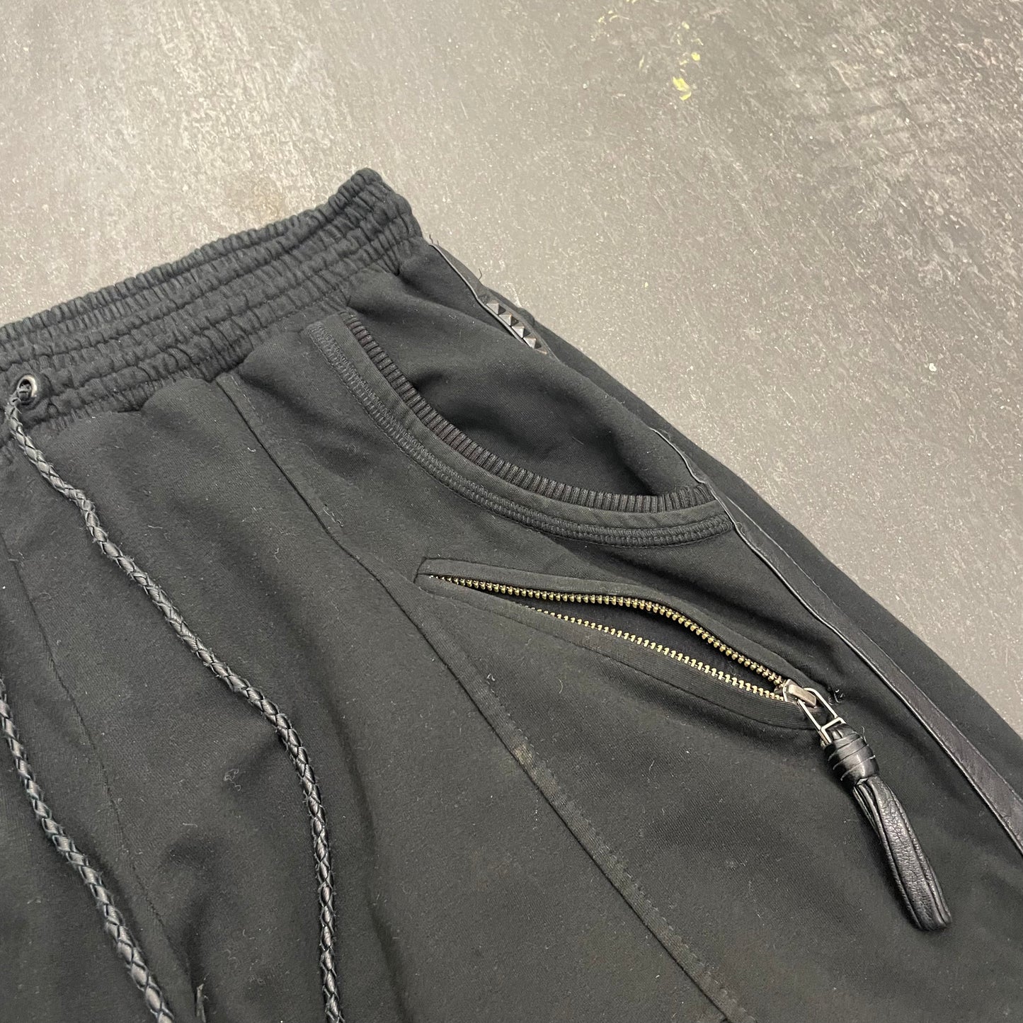Kmrii Flare Zip Leather Trim Cargo Sweatpants