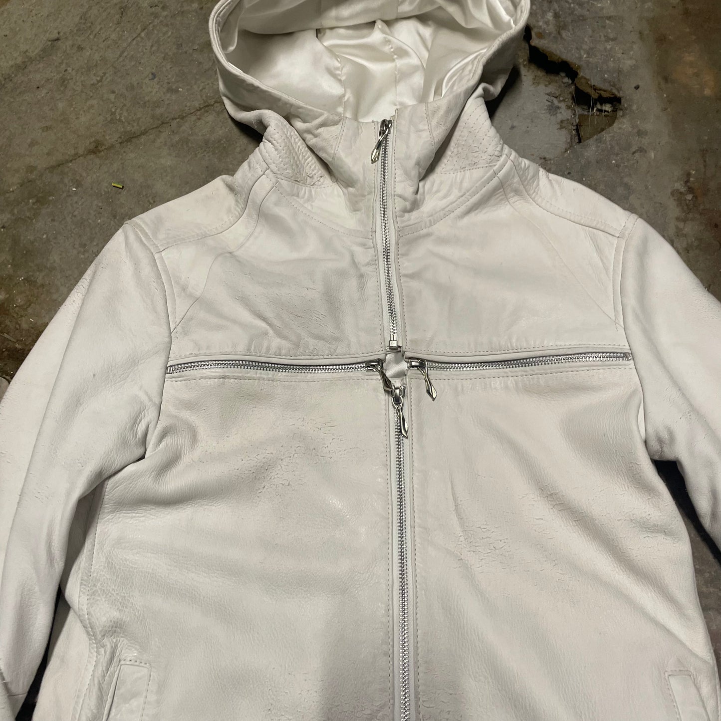 14th Addiction Hooded Leather Crosszip Parka