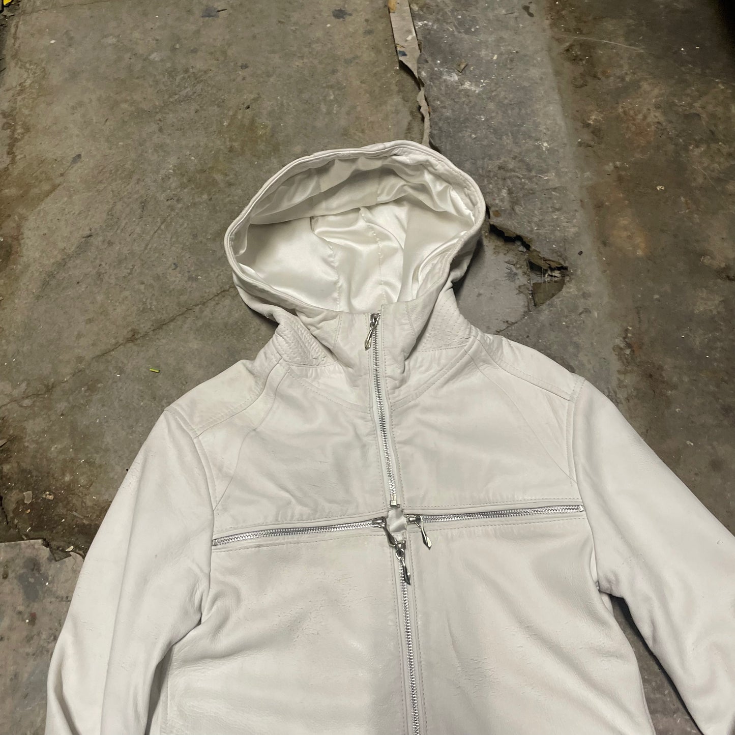 14th Addiction Hooded Leather Crosszip Parka