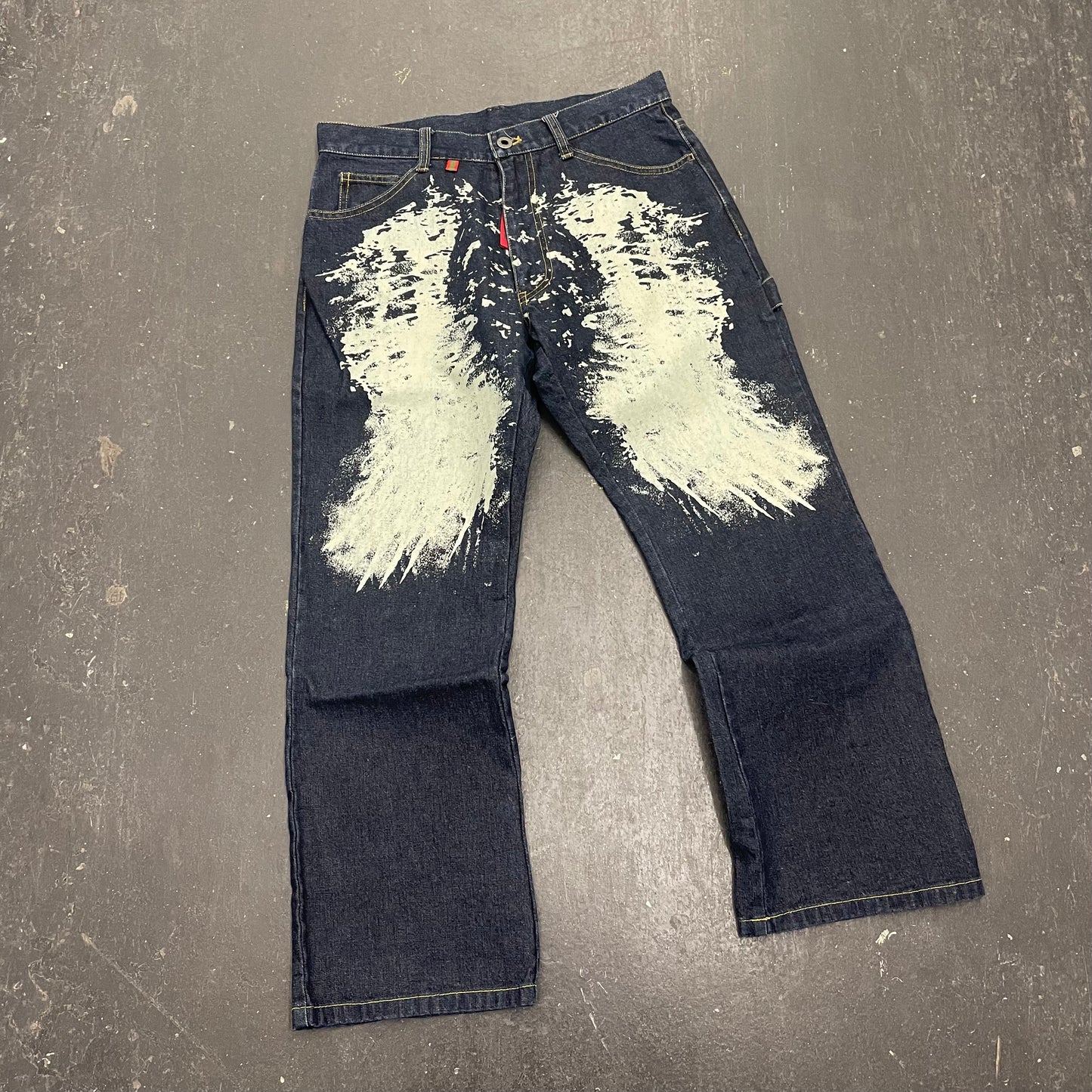 291295 Homme Angel Wing Paint Splatter Jeans