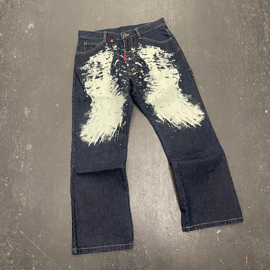 291295 Homme Angel Wing Paint Splatter Jeans