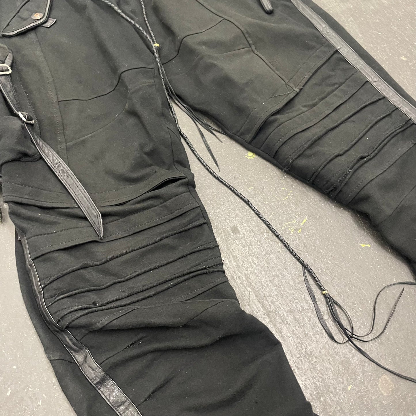 Kmrii Flare Zip Leather Trim Cargo Sweatpants