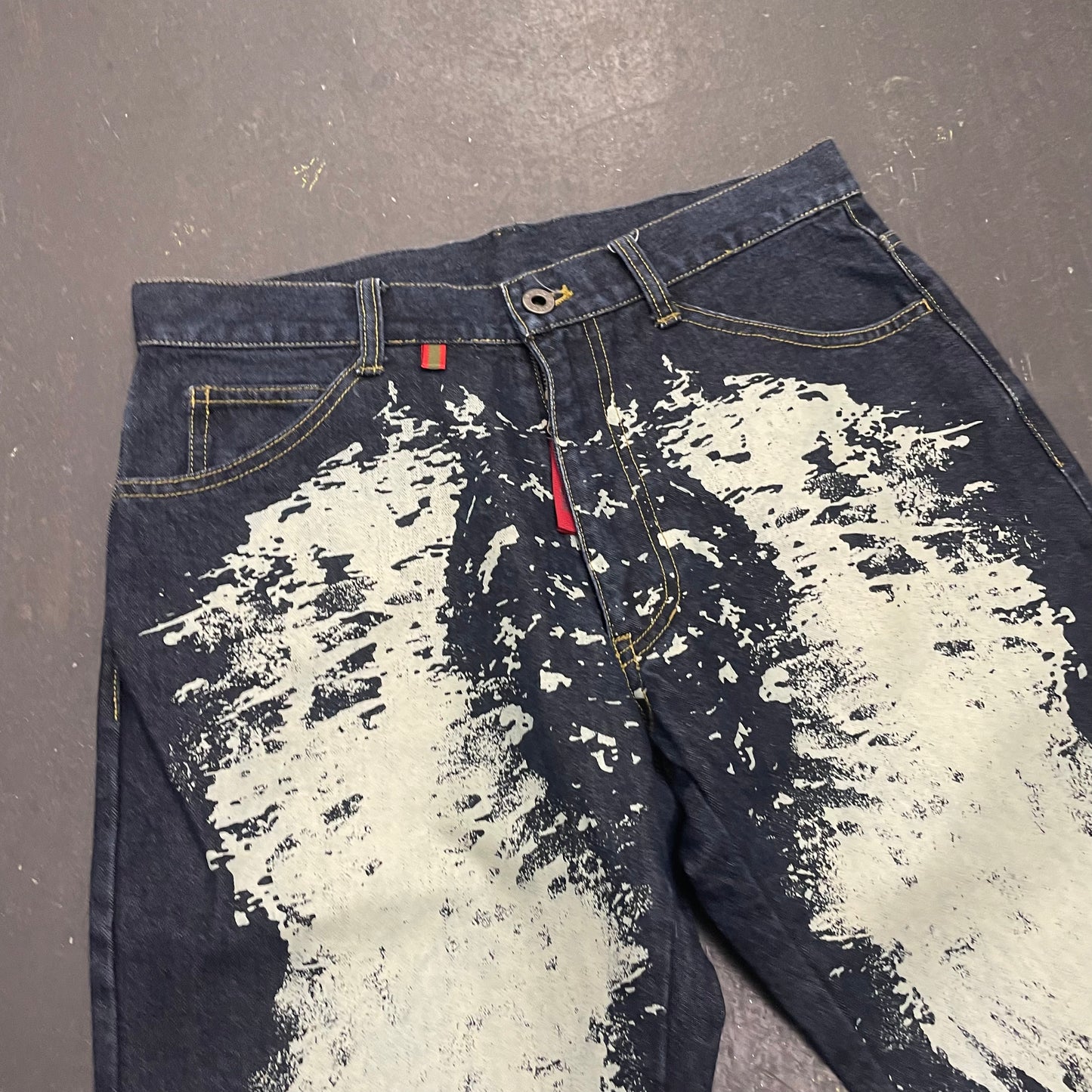 291295 Homme Angel Wing Paint Splatter Jeans