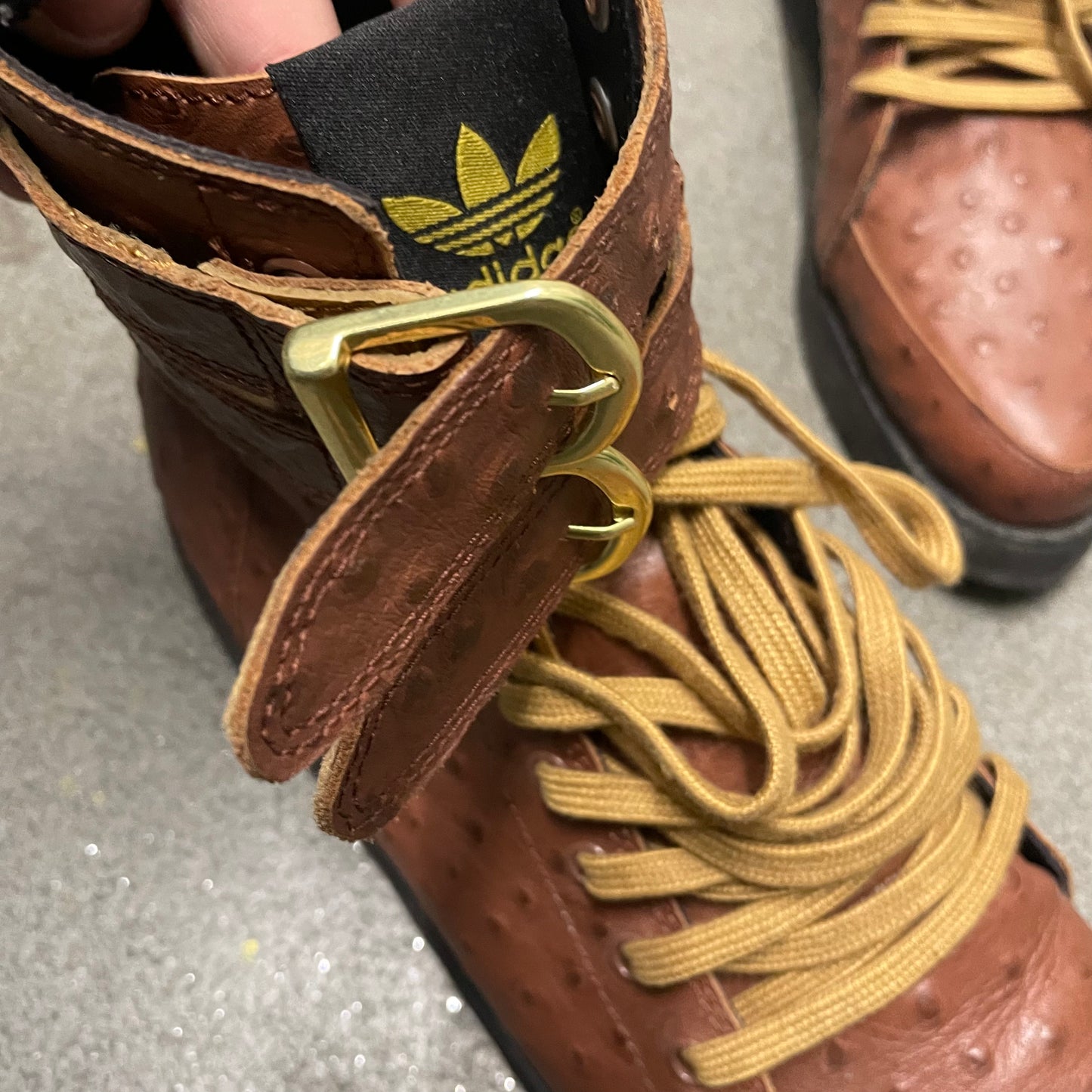 Jeremy Scott x Adidas Ostrich Leather Buckle Boots