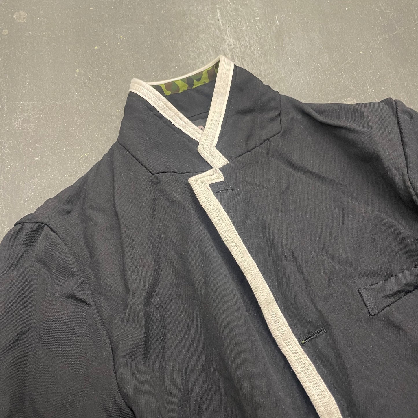 Comme Des Garcons Black Boiled Poly Camo Trim Blazer