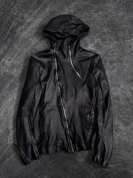Gene Par Yukio Mishiba 2 Zip Oiled Leather Jacket