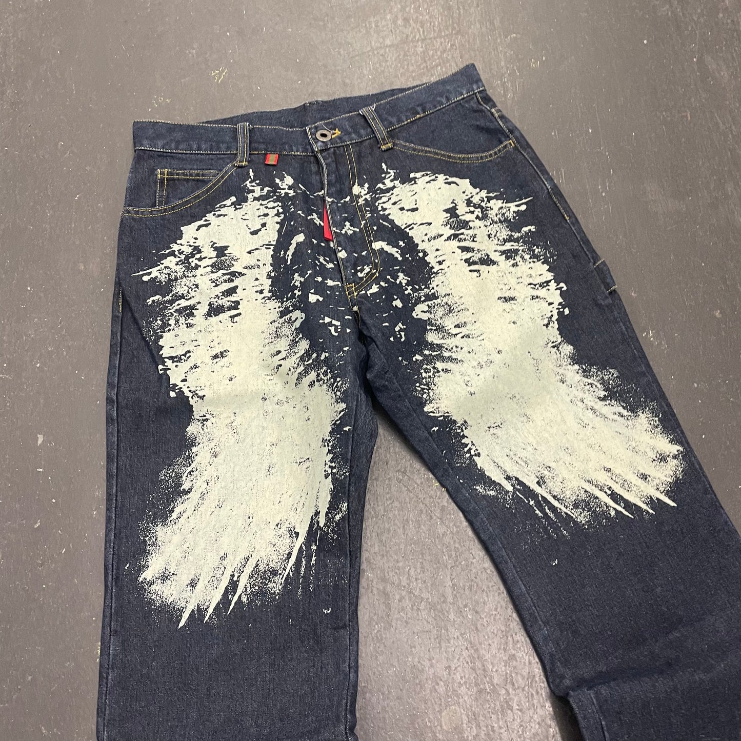 291295 Homme Angel Wing Paint Splatter Jeans