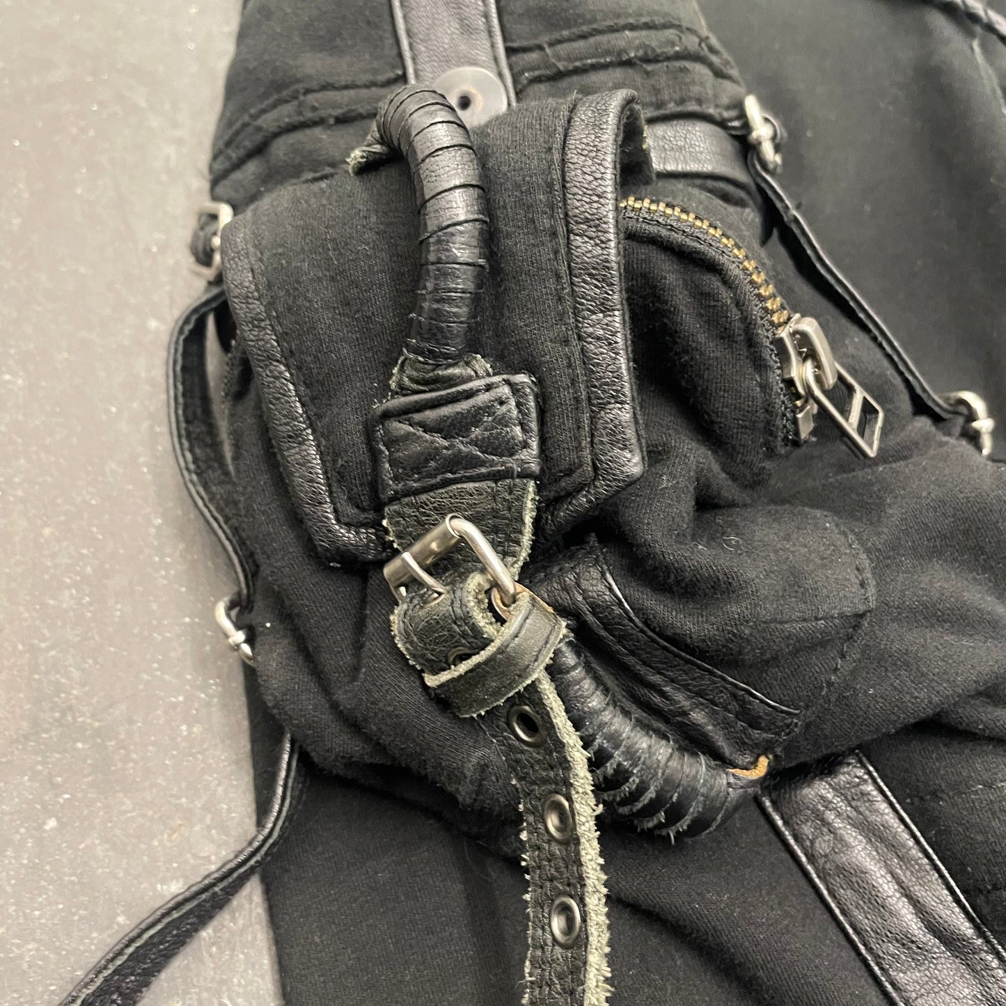 Kmrii Flare Zip Leather Trim Cargo Sweatpants
