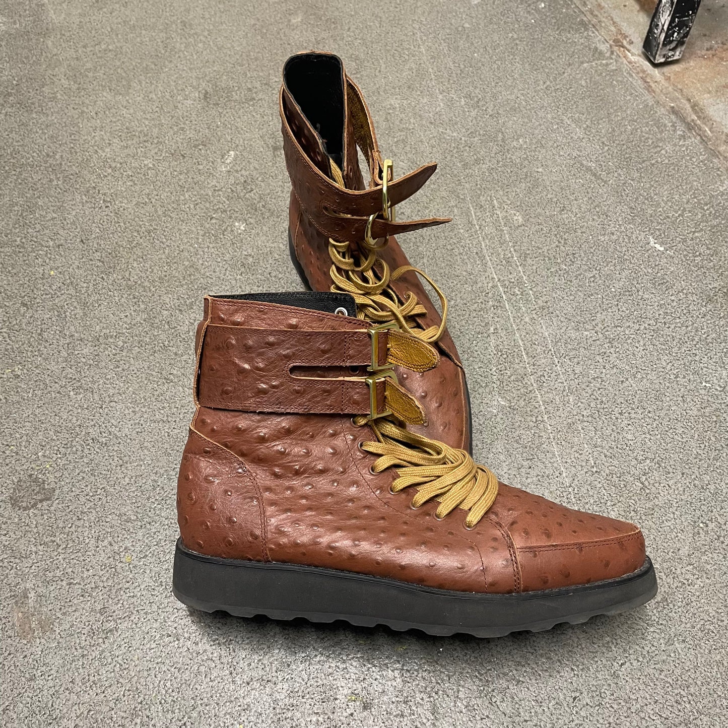 Jeremy Scott x Adidas Ostrich Leather Buckle Boots