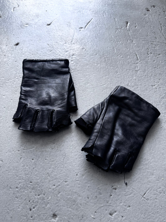 Hybrid Lambskin + Knit Cutoff Glove