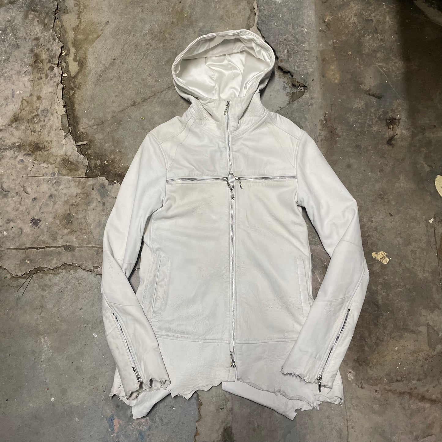 14th Addiction Hooded Leather Crosszip Parka