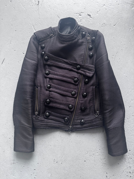 balmain multi strap military jacket