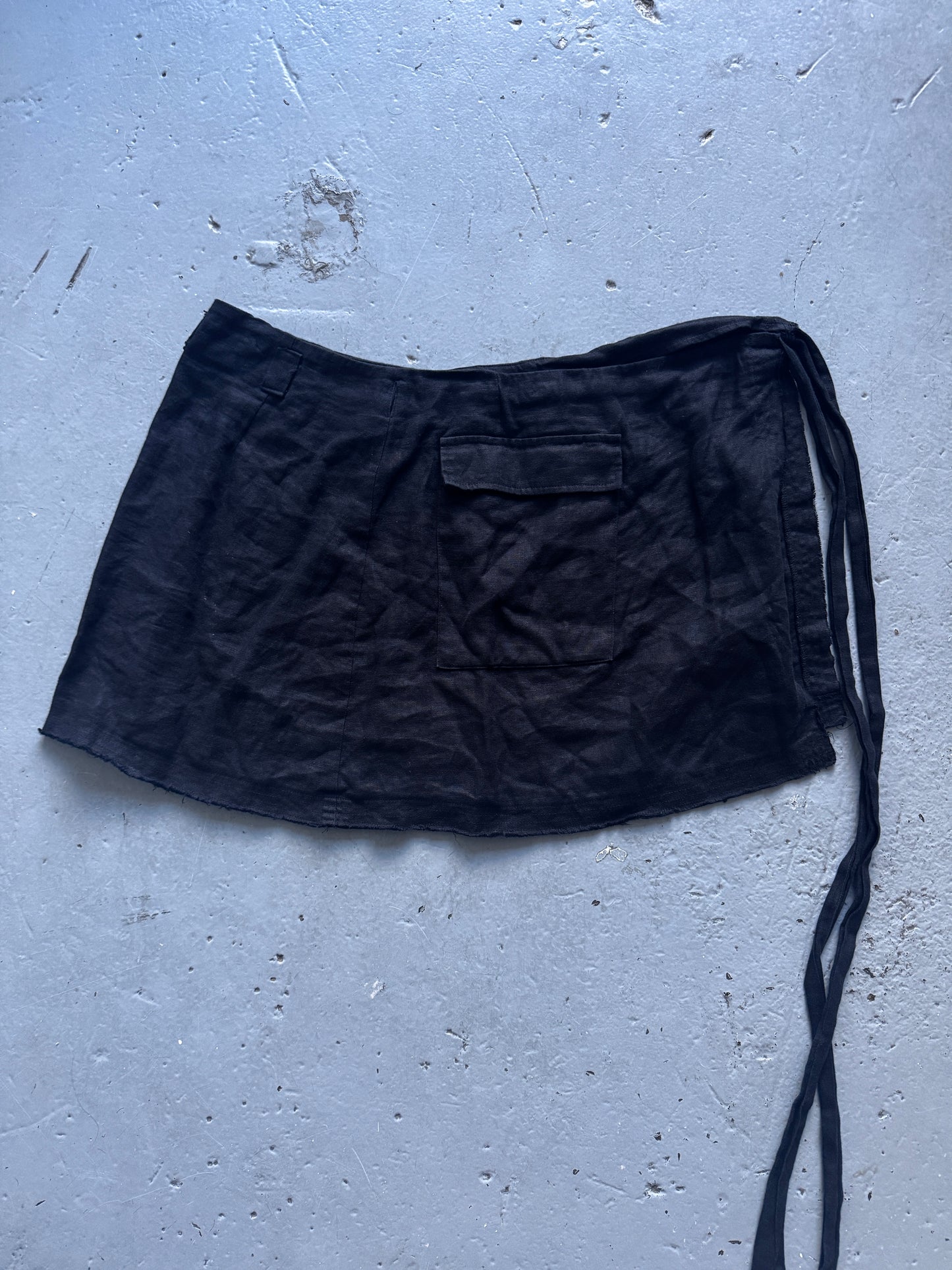 short linen wrap cargo skirt