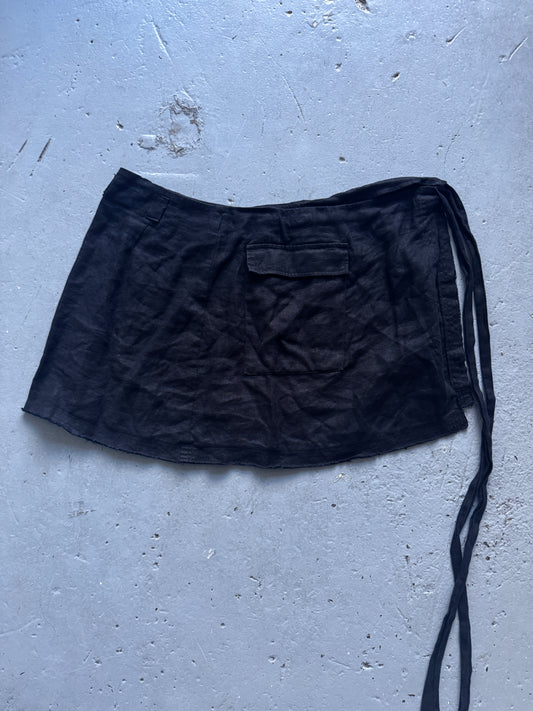 short linen wrap cargo skirt