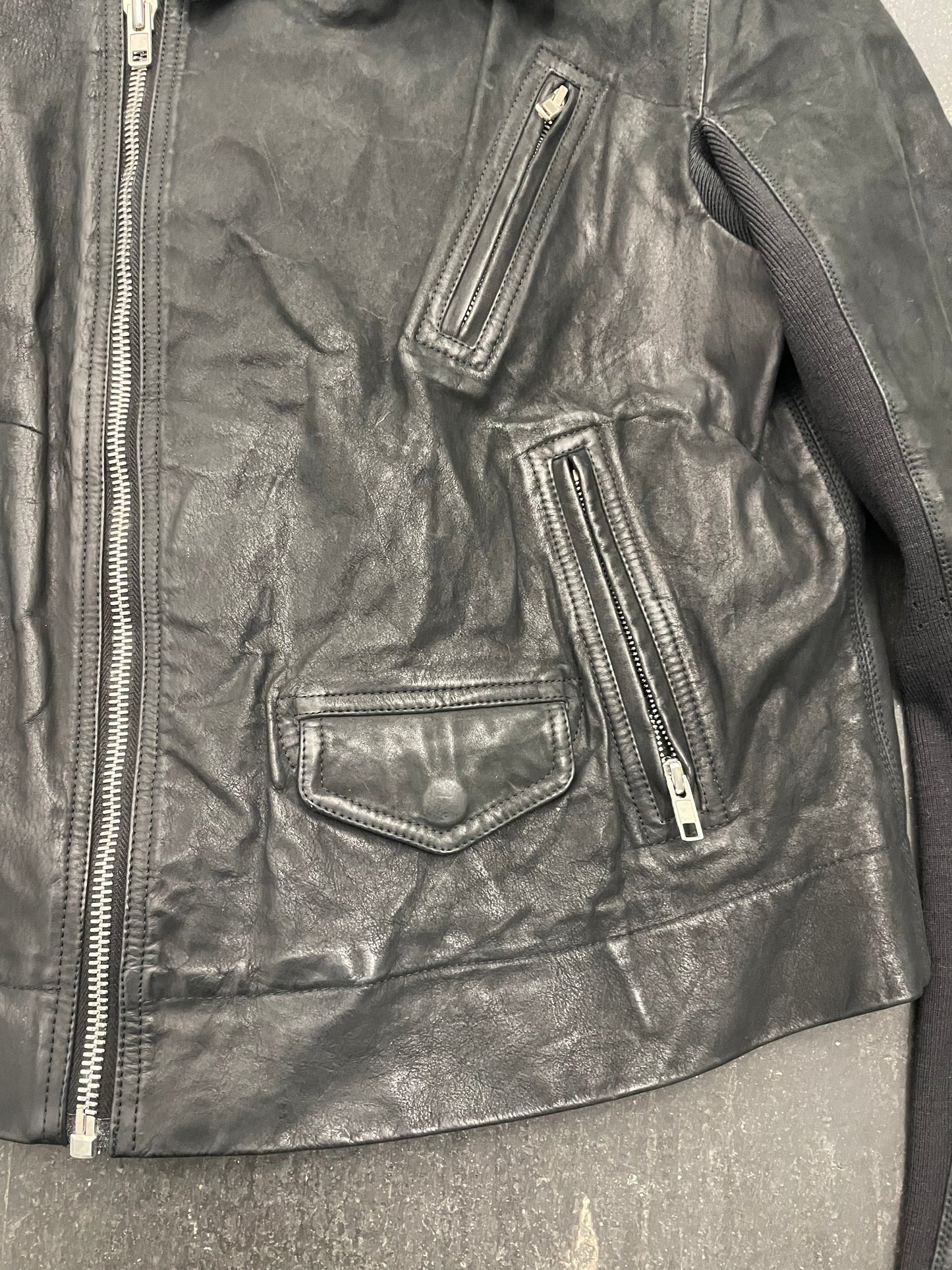 Rick Owens Asymmetric Leather Jacket