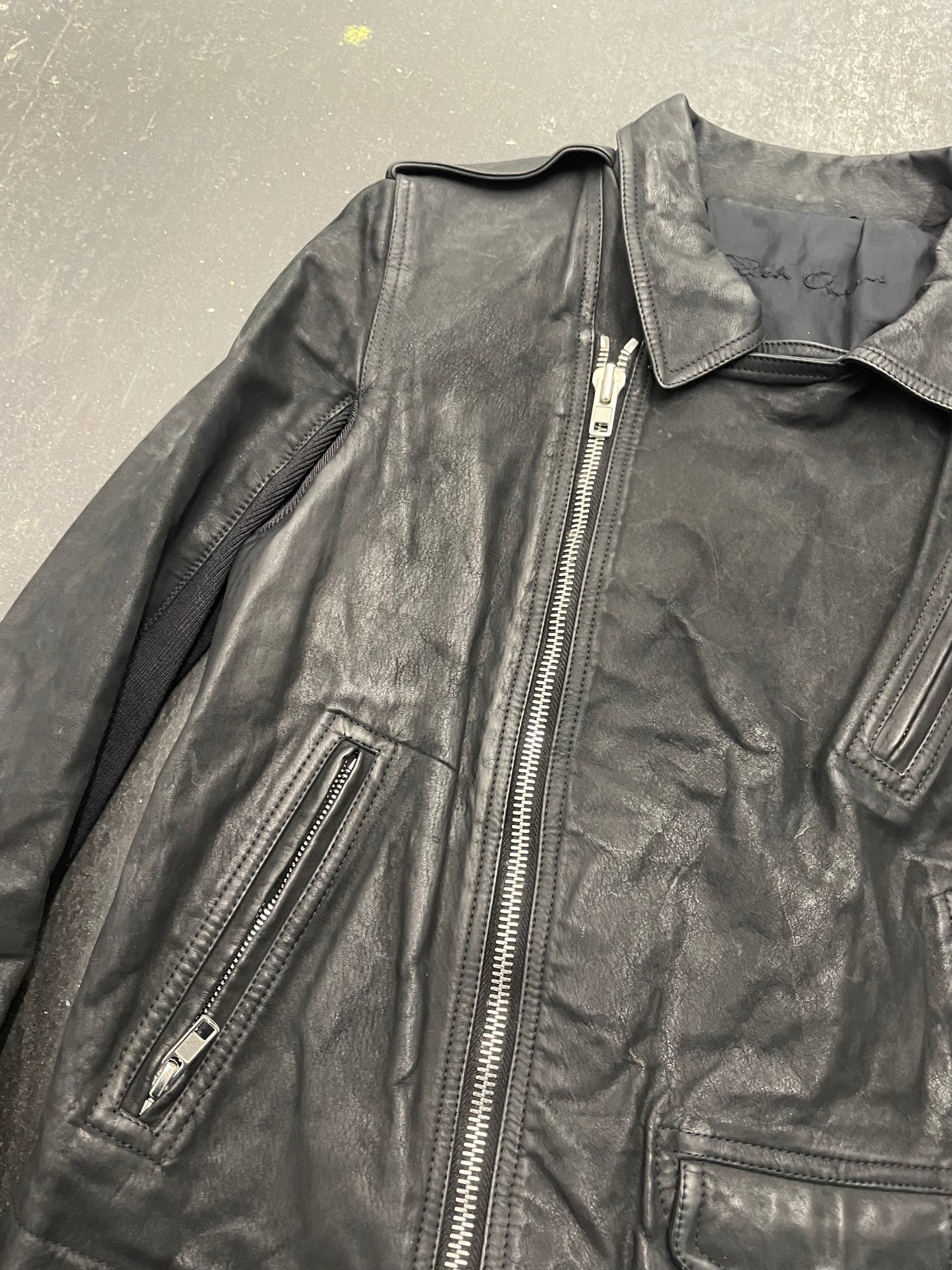 Rick Owens Asymmetric Leather Jacket
