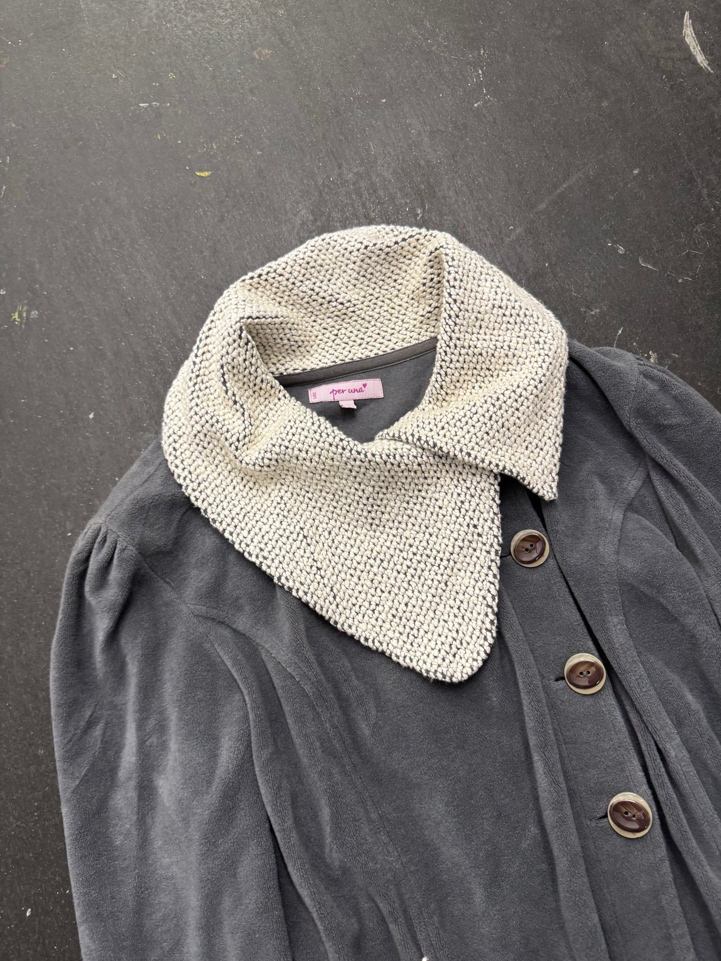 Vintage Asymmetric Collar Fleece Jacket