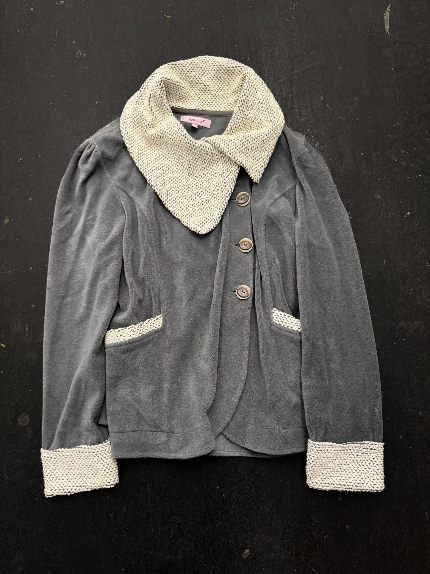 Vintage Asymmetric Collar Fleece Jacket