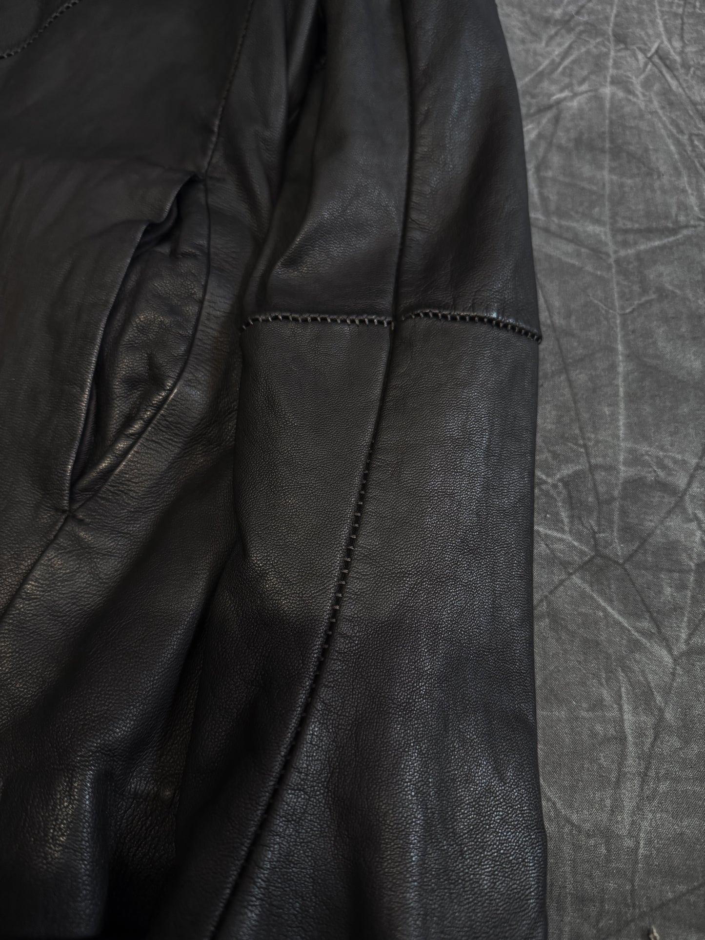 Gene Par Yukio Mishiba 2 Zip Oiled Leather Jacket