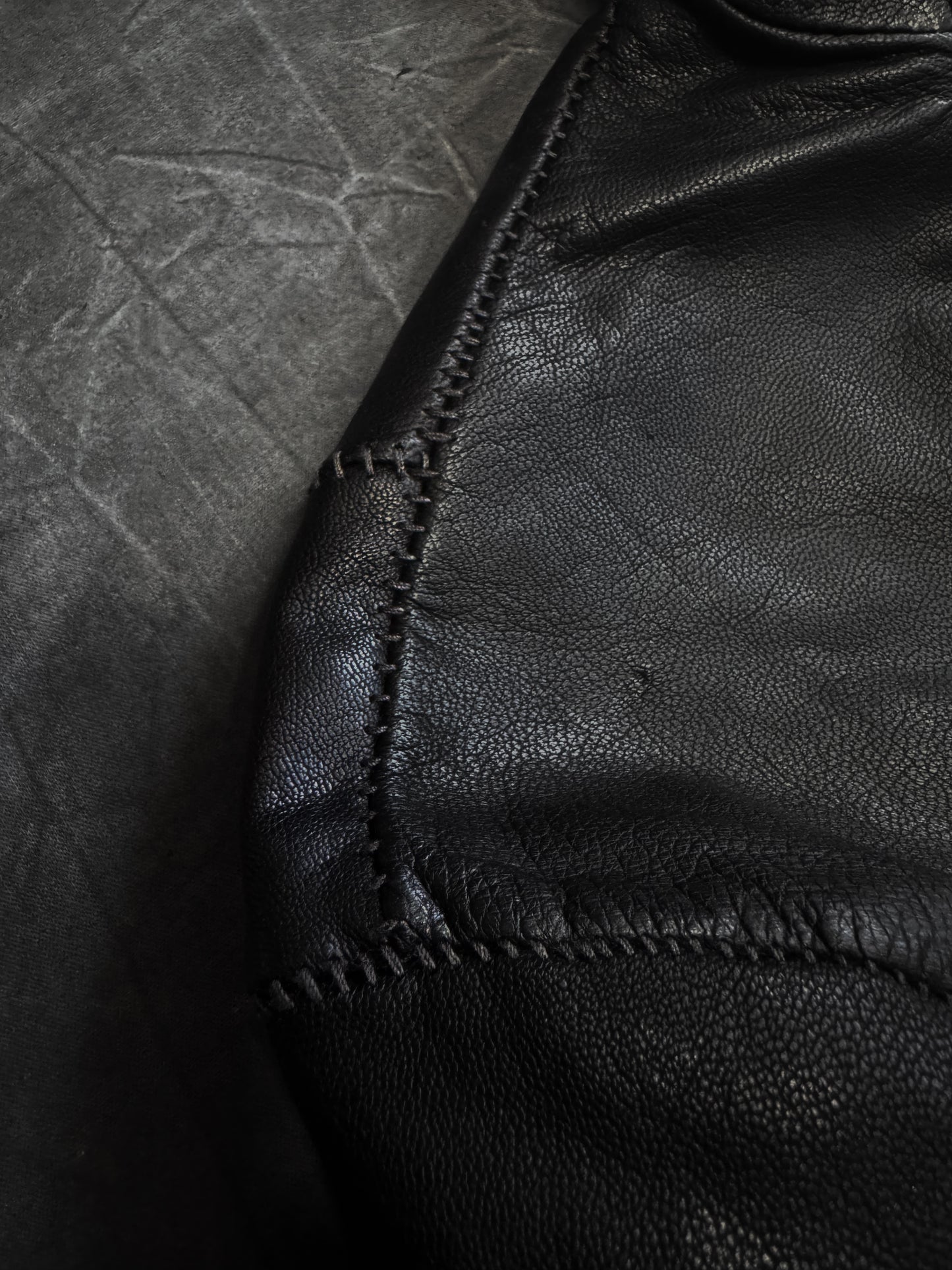Gene Par Yukio Mishiba 2 Zip Oiled Leather Jacket