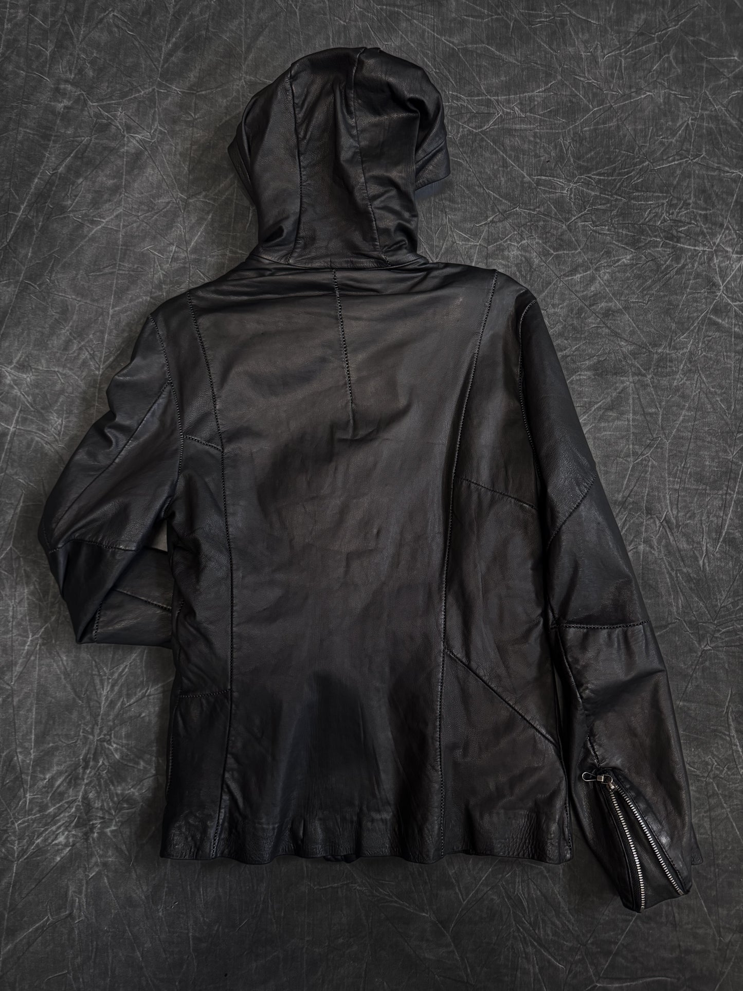 Gene Par Yukio Mishiba 2 Zip Oiled Leather Jacket