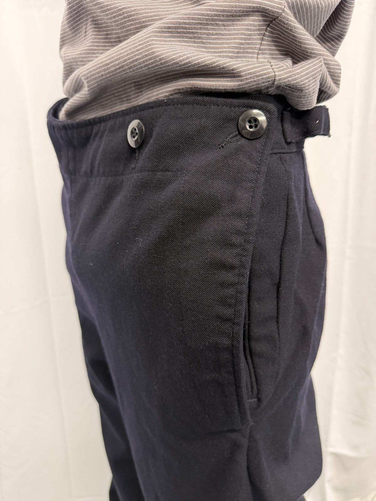 Vintage German Military Navy Buttoned Wool Trousers