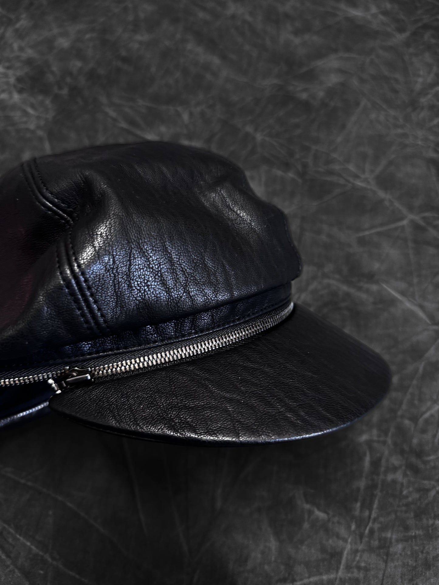 CA4LA Vein Leather Zip Bakerboy Hat