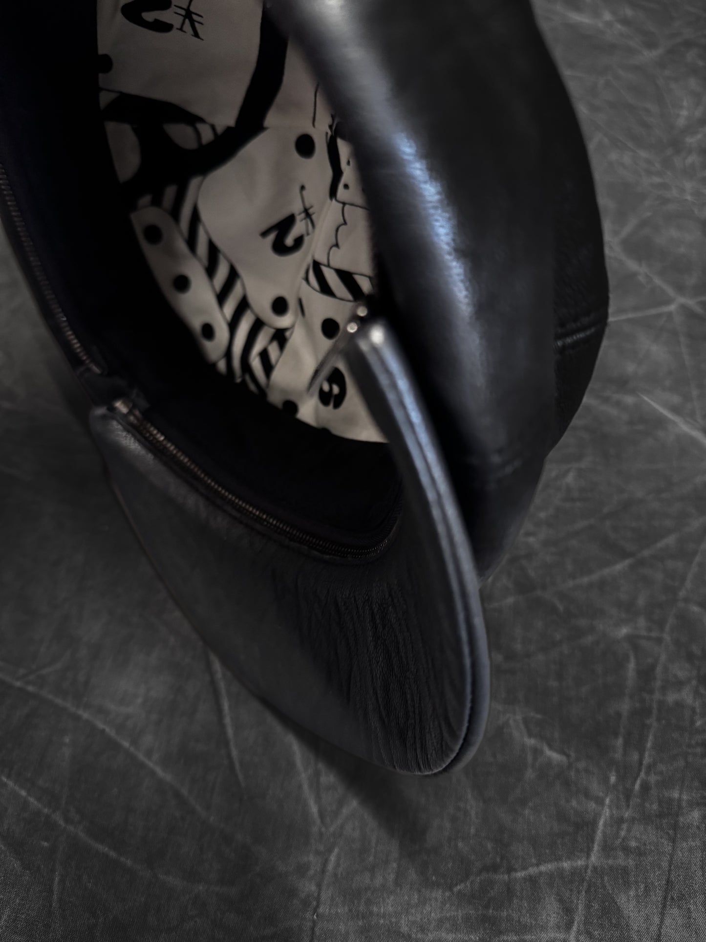 CA4LA Vein Leather Zip Bakerboy Hat