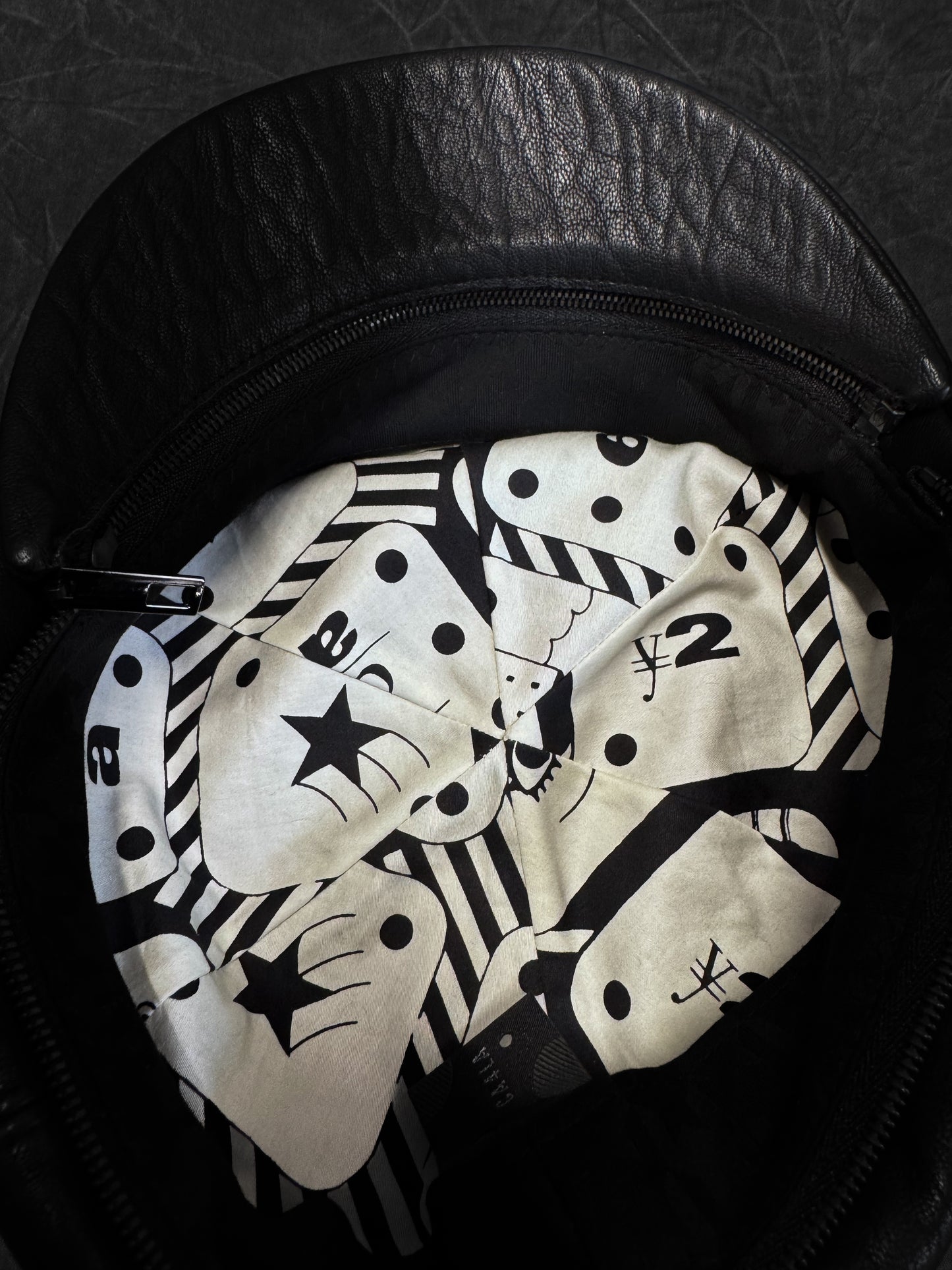 CA4LA Vein Leather Zip Bakerboy Hat