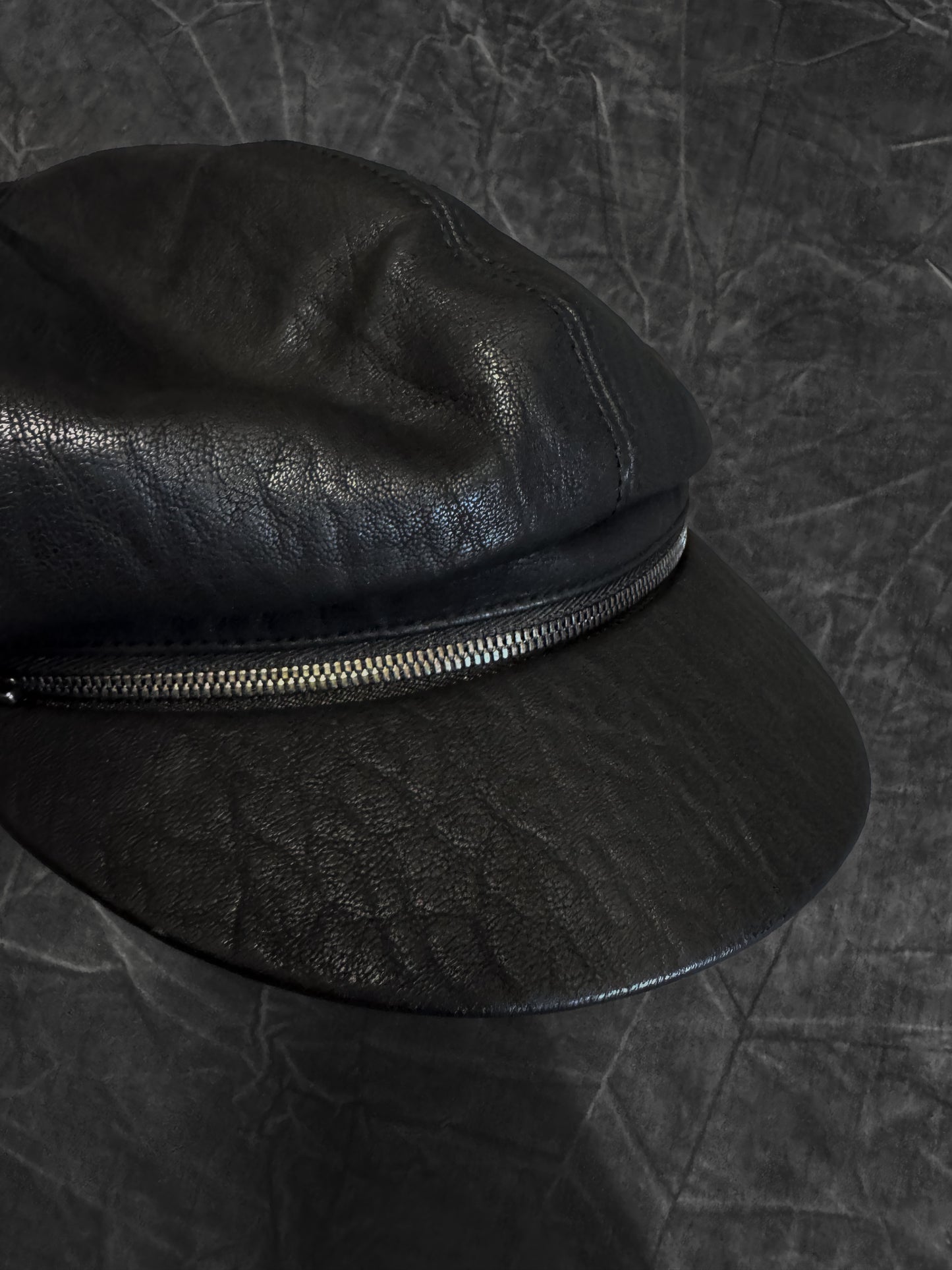 CA4LA Vein Leather Zip Bakerboy Hat