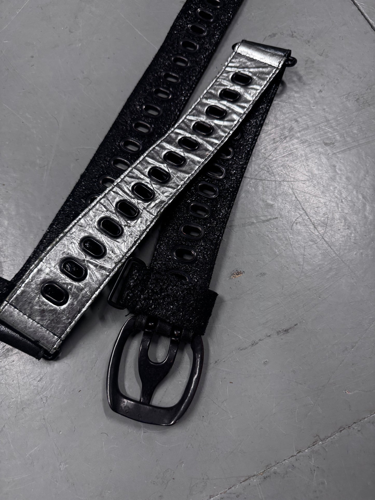 LGB Multi Textured Leather Rivet Belt