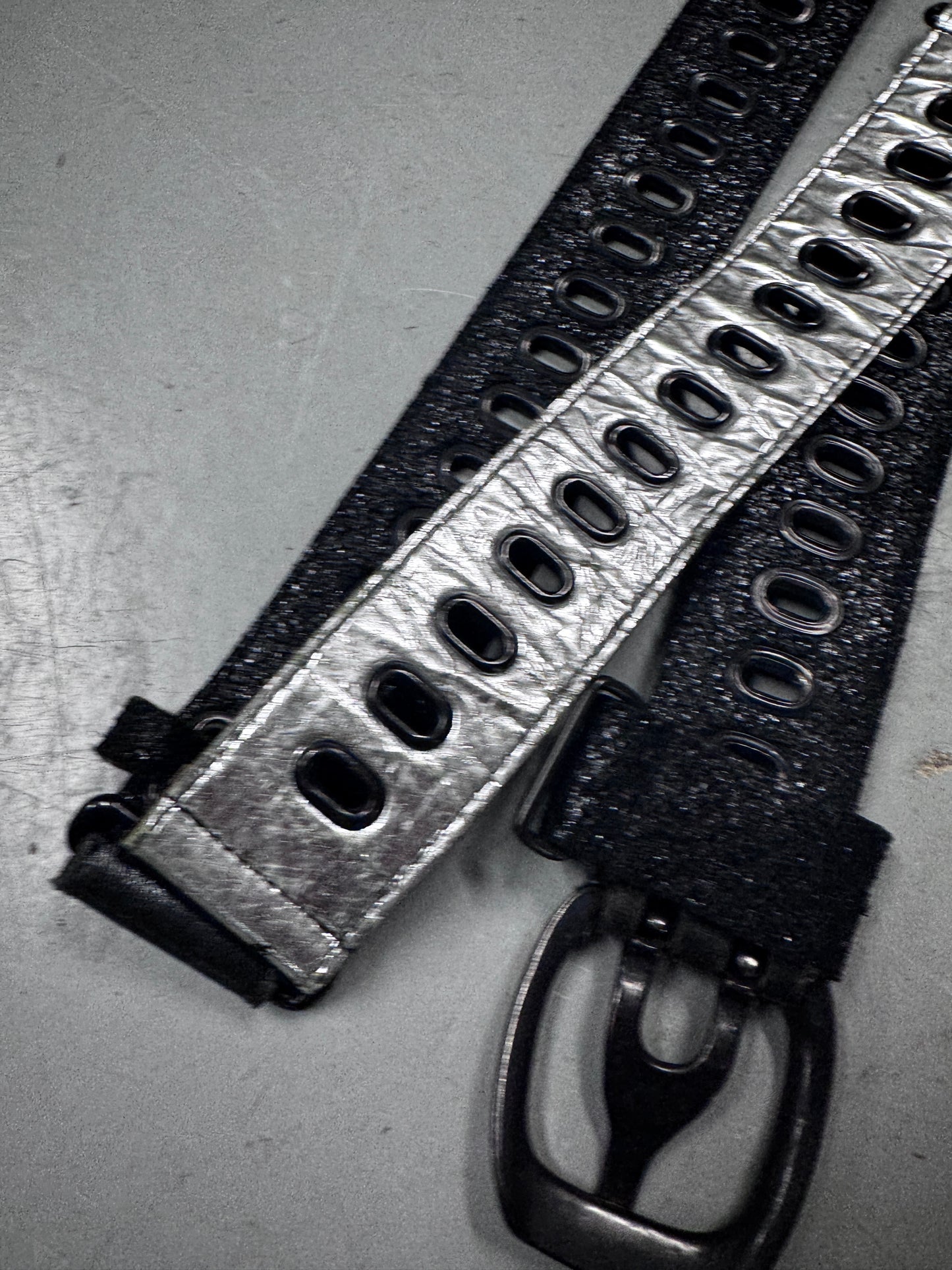 LGB Multi Textured Leather Rivet Belt