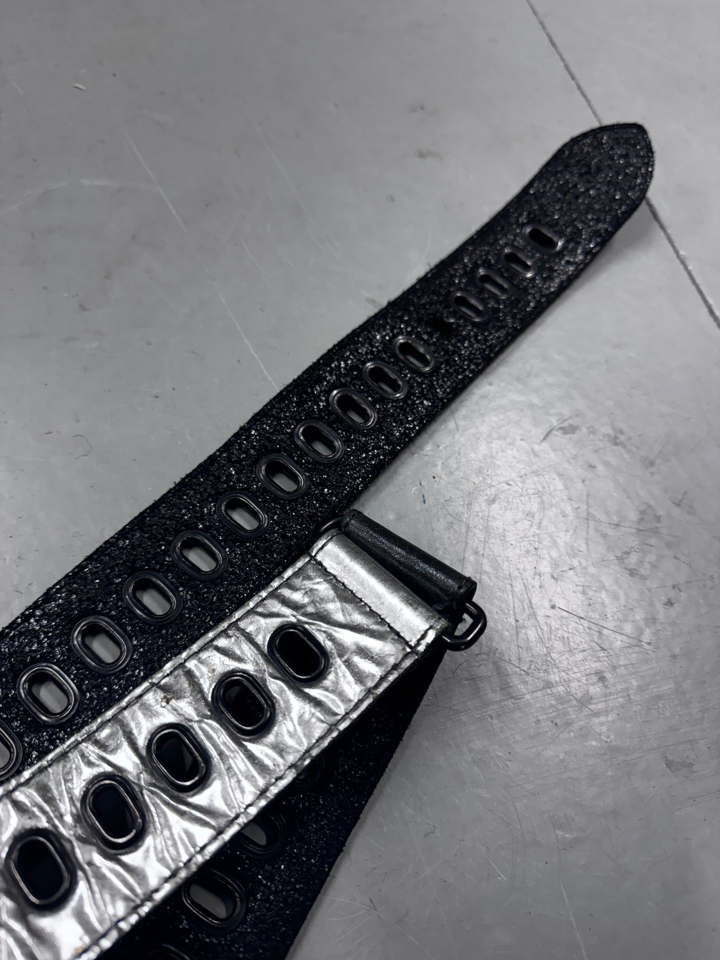 LGB Multi Textured Leather Rivet Belt