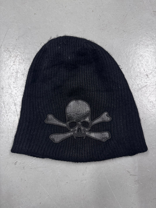 Roen Thick Knit Leather Patch Beanie