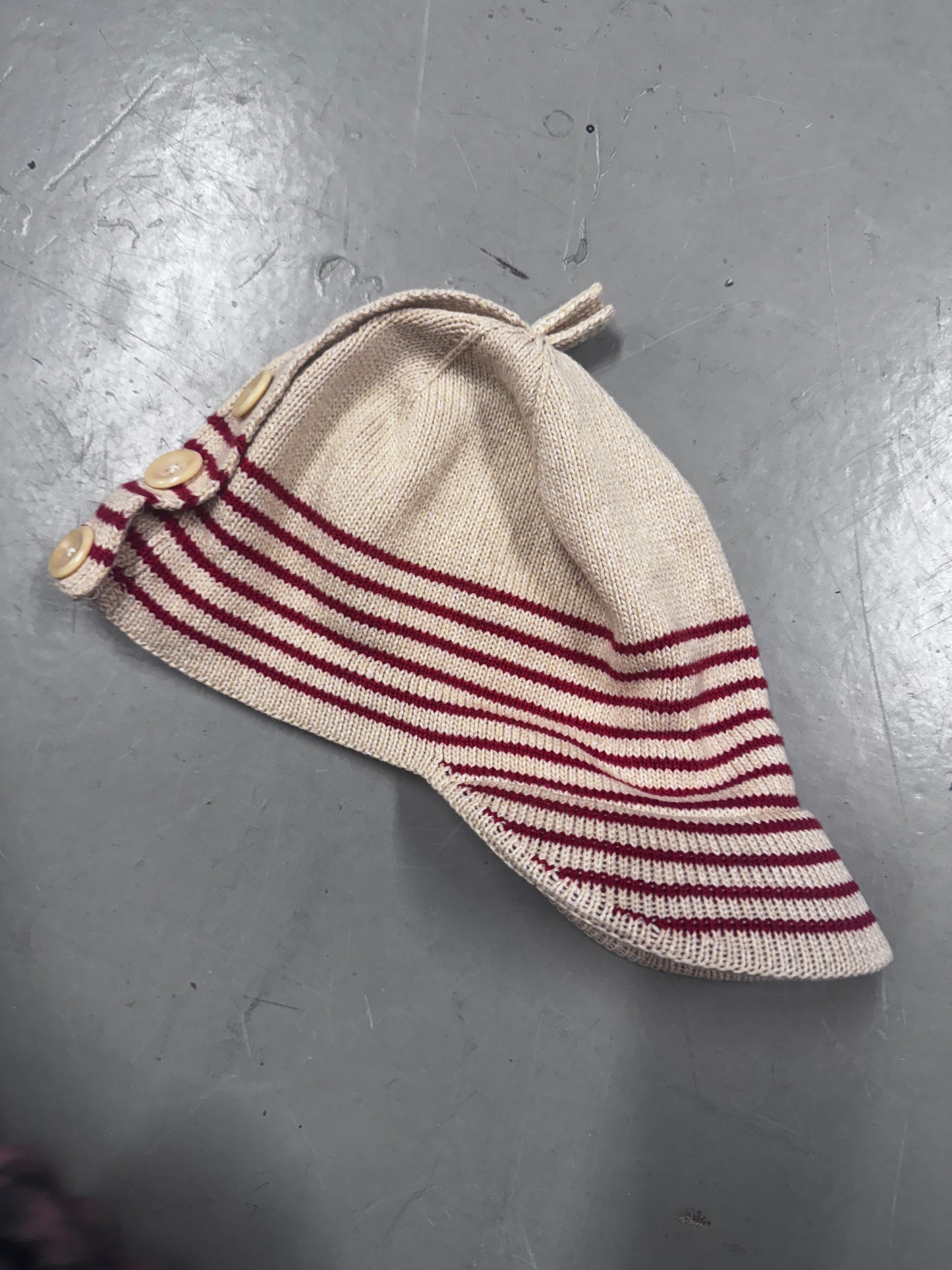 Kapital Duffle Back button Striped Knit Hat