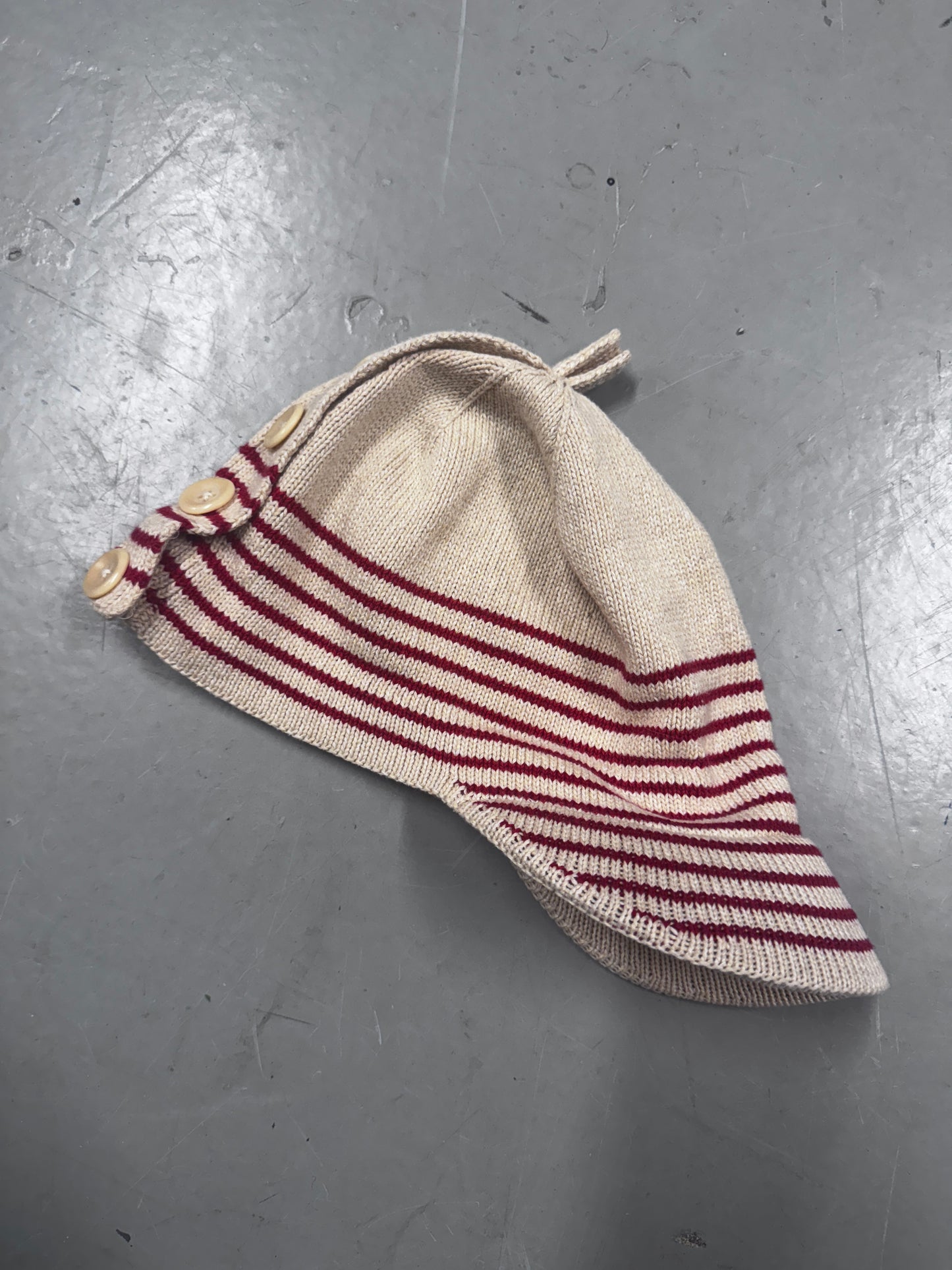 Kapital Duffle Back button Striped Knit Hat