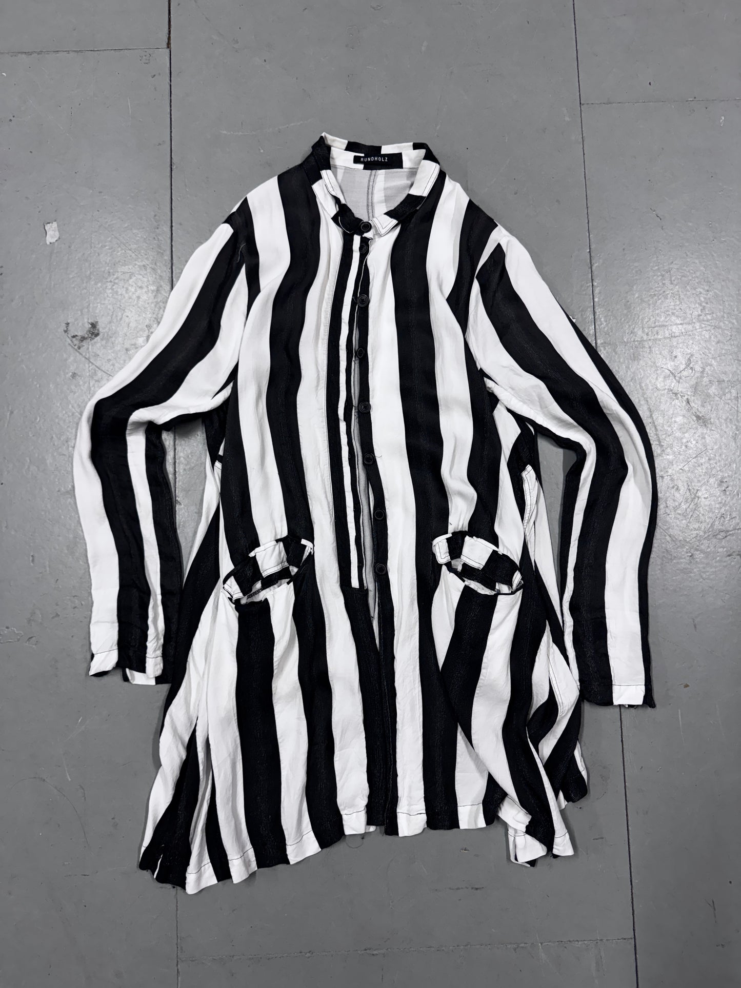 Rundholz Striped Drape Coat