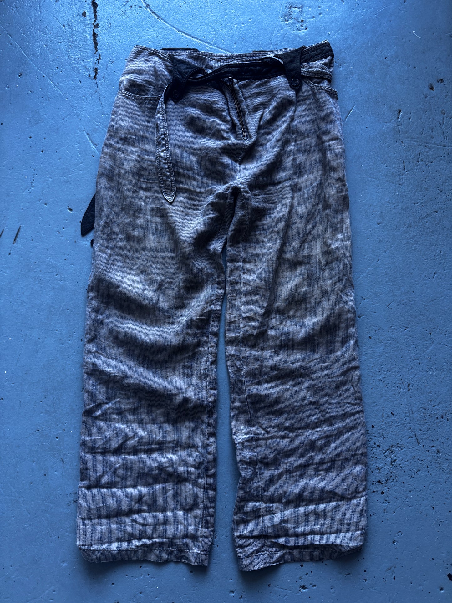 14th addiction linen and leather trouser