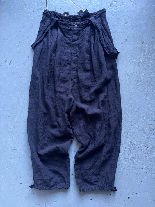 suzuku takayuki linen suspender trouser