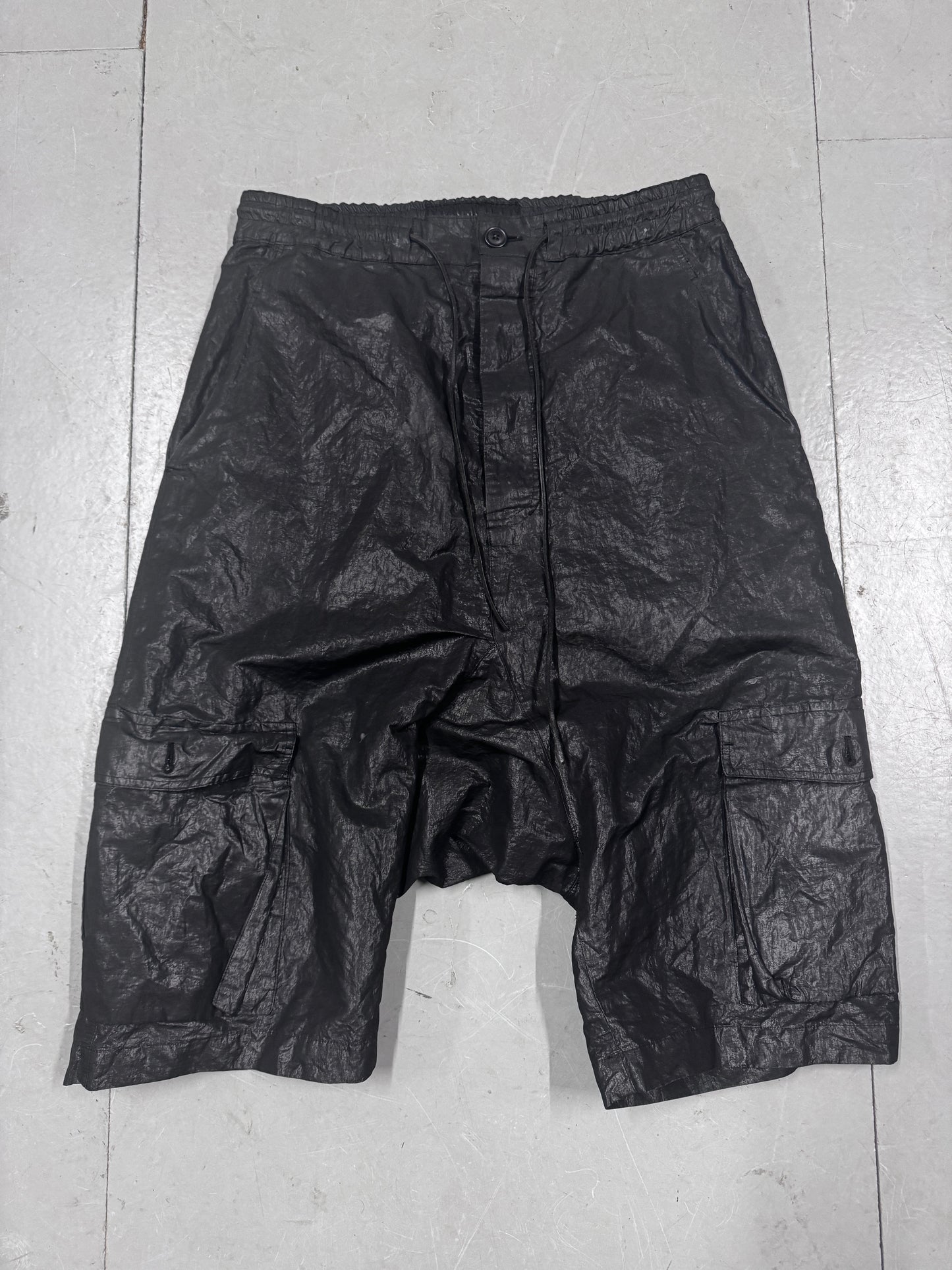 Rundholz Crumpled Drop Crotch Cargo Shorts