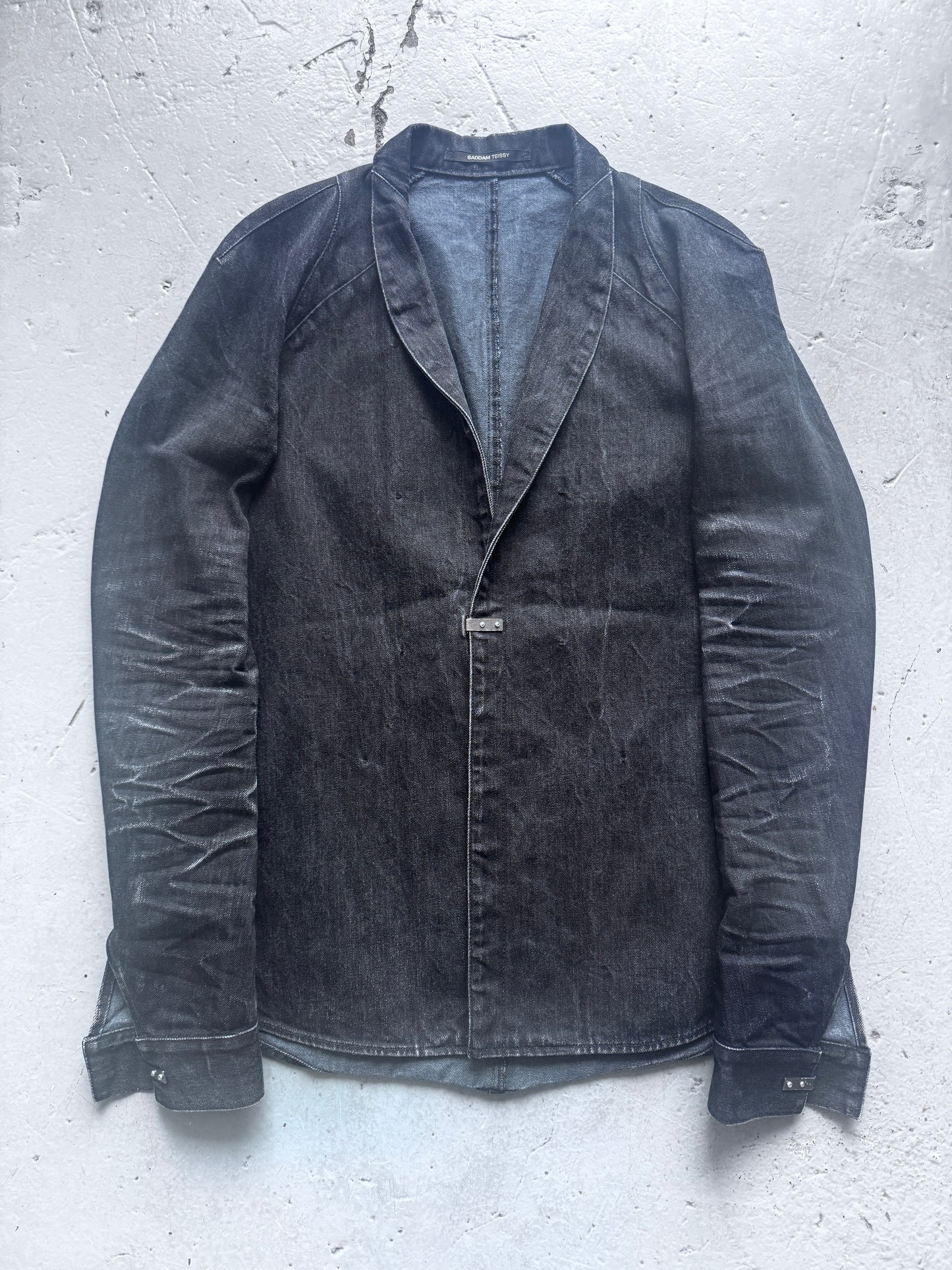 saddam teissy japanese denim fitted blazer