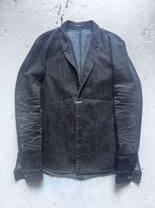 saddam teissy japanese denim fitted blazer